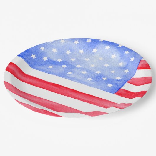 Assiettes En Carton Drapeau américain Stars and Stripes (Angle)