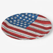 Assiettes En Carton Drapeau Américain sur Motif Patiné en bois (Angle)