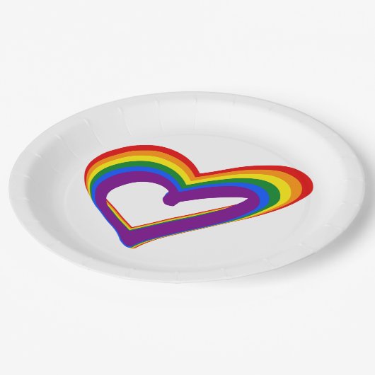 Assiettes En Carton Drapeau arc-en-ciel de l'amour de la fierté gay LG (Angle)
