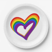 Assiettes En Carton Drapeau arc-en-ciel de l'amour de la fierté gay LG (Devant)