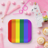 Assiettes En Carton Drapeau arc-en-ciel gay pride (Fête)