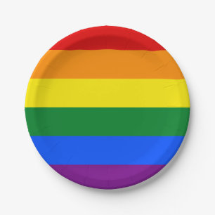 Assiettes En Carton Drapeau arc-en-ciel (LGBT)