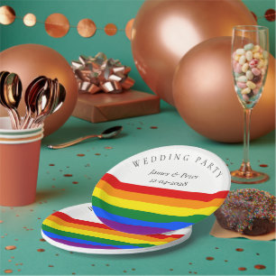 Assiettes En Carton Drapeau arc-en-ciel LGBTQ Mariage gay