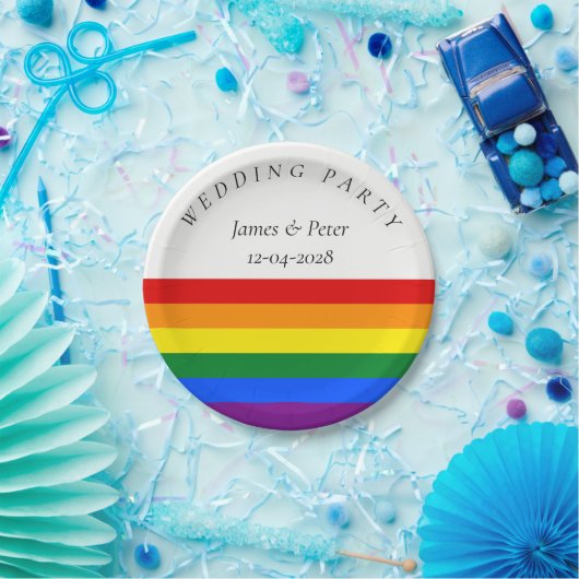 Assiettes En Carton Drapeau arc-en-ciel LGBTQ Mariage gay (Fête)