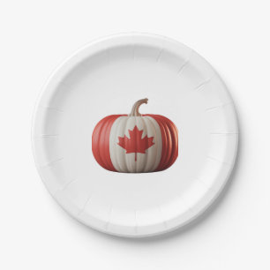 Assiettes En Carton Drapeau canadien Citrouille Feuille d'érable Actio