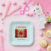 Assiettes En Carton Drapeau canadien de la feuille d'érable d'automne (Fête)