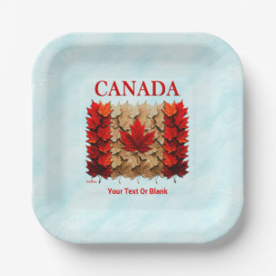 Assiettes En Carton Drapeau canadien de la feuille d'érable d'automne