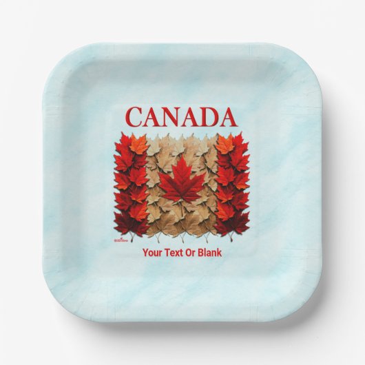 Assiettes En Carton Drapeau canadien de la feuille d'érable d'automne (Recto)