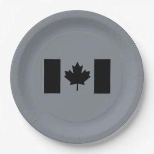 Assiettes En Carton Drapeau canadien en noir