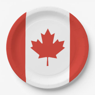 Assiettes En Carton Drapeau canadien (Feuille d'érable) (Canada)