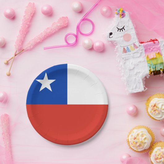Assiettes En Carton Drapeau chilien (Fête)