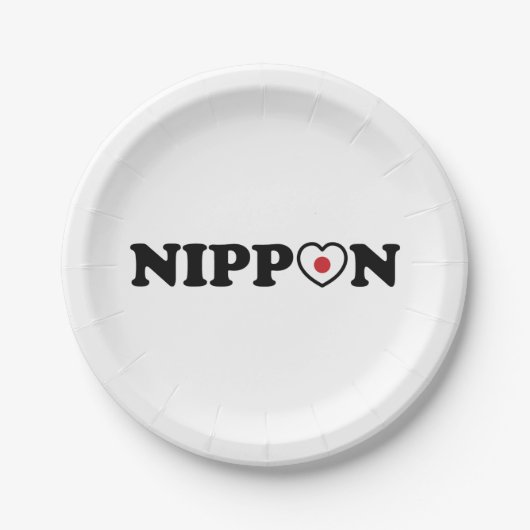 Assiettes En Carton Drapeau Coeur d'amour Nippon (Devant)