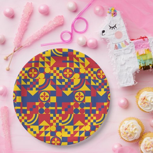 Assiettes En Carton Drapeau Colombie Motif coloré (Fête)