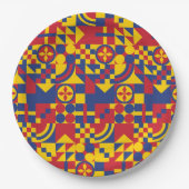 Assiettes En Carton Drapeau Colombie Motif coloré (Devant)