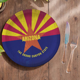 Assiettes En Carton Drapeau coloré de l'Arizona L'État du Grand Canyon