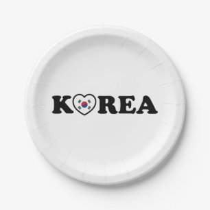 Assiettes En Carton Drapeau coréen Love Heart