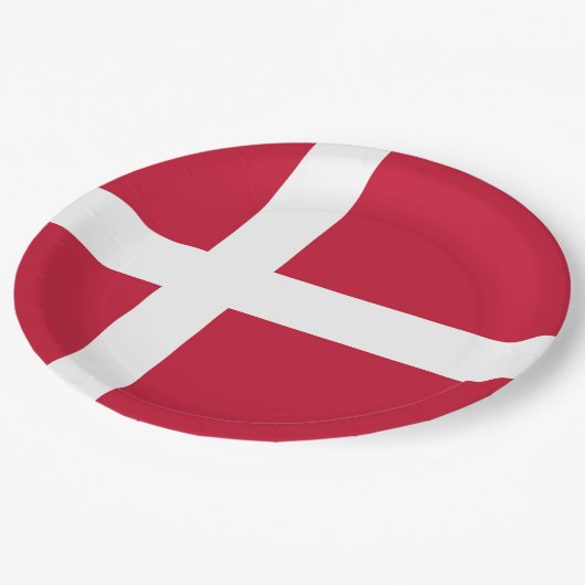 Assiettes En Carton Drapeau Danemark  (Angle)