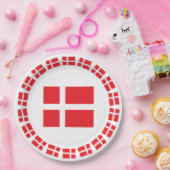 ASSIETTES EN CARTON DRAPEAU DANNEBROG DU DANEMARK (Fête)