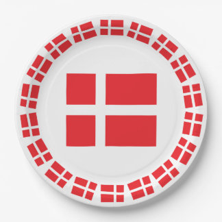 ASSIETTES EN CARTON DRAPEAU DANNEBROG DU DANEMARK