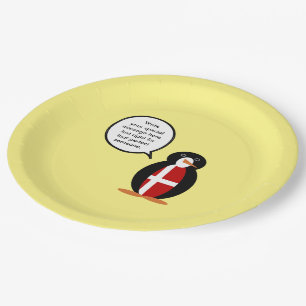 Assiettes En Carton Drapeau danois Parler de Mme Penguin Personnalisée