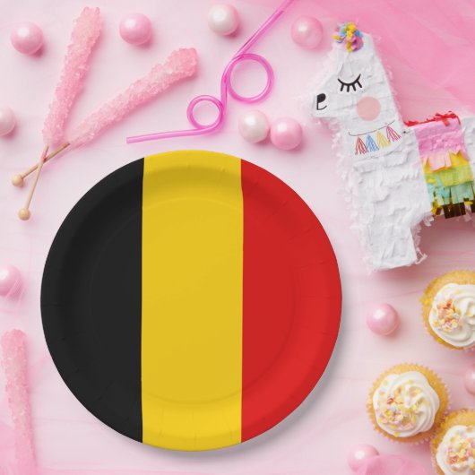 Assiettes En Carton Drapeau de Belgique (Fête)