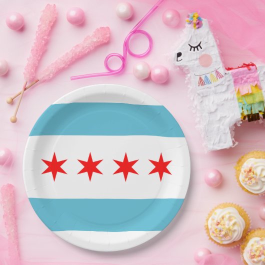 Assiettes En Carton Drapeau de Chicago (Fête)