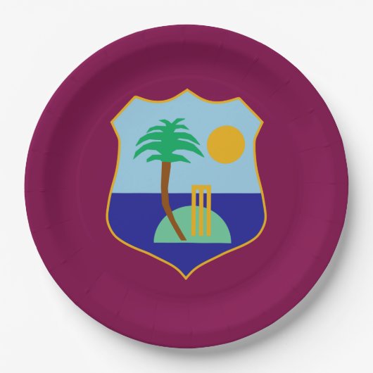 Assiettes En Carton Drapeau de cricket des Caraïbes (Devant)