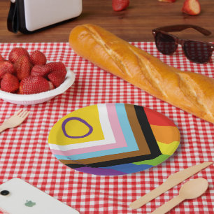 Assiettes En Carton Drapeau de fierté intersexe de SlipperyJoe's fond