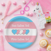 Assiettes En Carton Drapeau de fierté transgenre avec texx (Fête)
