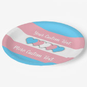 Assiettes En Carton Drapeau de fierté transgenre avec texx (Angle)