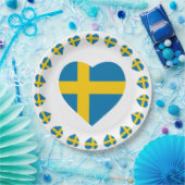 ASSIETTES EN CARTON DRAPEAU DE FORME DE COEUR DE LA SUÈDE (Fête)