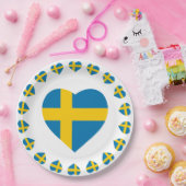 ASSIETTES EN CARTON DRAPEAU DE FORME DE COEUR DE LA SUÈDE (Fête)