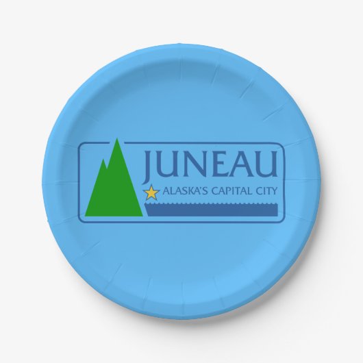 Assiettes En Carton Drapeau de Juneau, Plaques de papier de l'Alaska (Devant)