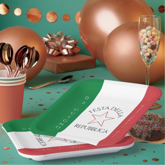 Assiettes En Carton Drapeau de la Festa della Repubblica (Multi)