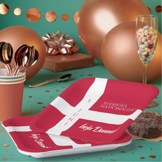 Assiettes En Carton Drapeau de la fête nationale danoise Danmark Grund (Multi)