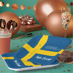 Assiettes En Carton Drapeau de la fête nationale suédoise Sveriges