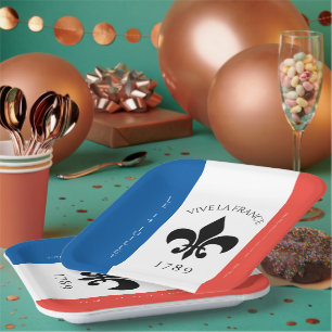 Assiettes En Carton Drapeau de la Fleur de Lis Tricolore