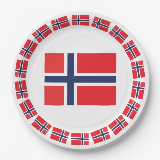 ASSIETTES EN CARTON DRAPEAU DE LA NORVÈGE (Devant)
