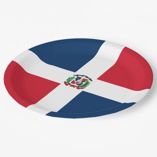 Assiettes En Carton Drapeau de la République dominicaine (Angle)