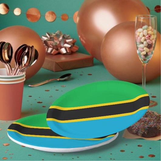 Assiettes En Carton Drapeau de la Tanzanie (Multi)