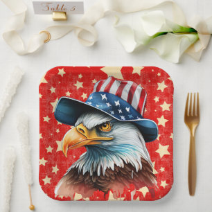 Assiettes En Carton Drapeau de l'Aigle Américain