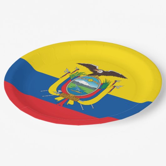 Assiettes En Carton Drapeau de l'Équateur (Angle)