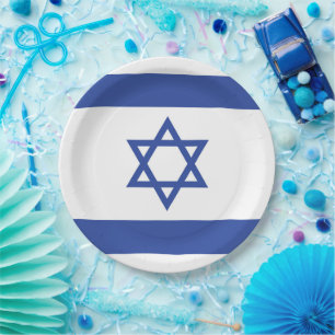 Assiettes En Carton Drapeau de l'État d'Israël, Étoile de David Judaïs