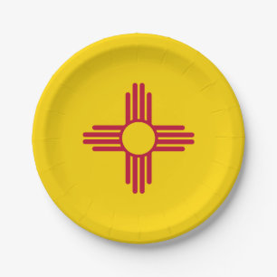 Assiettes En Carton Drapeau de l'État du Nouveau-Mexique Symbole Zia P
