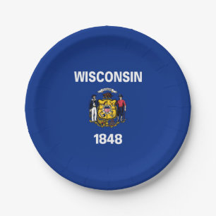 Assiettes En Carton Drapeau de l'État du Wisconsin