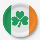 Assiettes En Carton Drapeau de l'Irlande Shamrock (Devant)