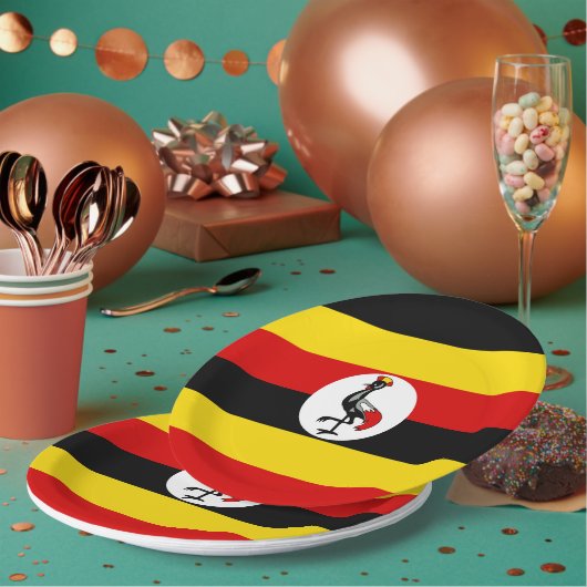 Assiettes En Carton Drapeau de l'Ouganda (Multi)
