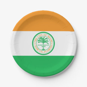 Assiettes En Carton Drapeau de Miami, Plaques de papier de Floride