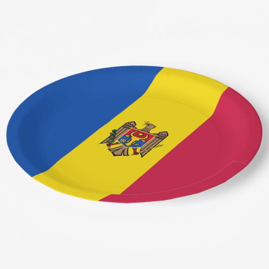 Assiettes En Carton Drapeau de Moldavie (Angle)