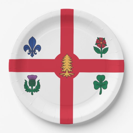 Assiettes En Carton Drapeau de Montréal (Québec, Canada) (Devant)